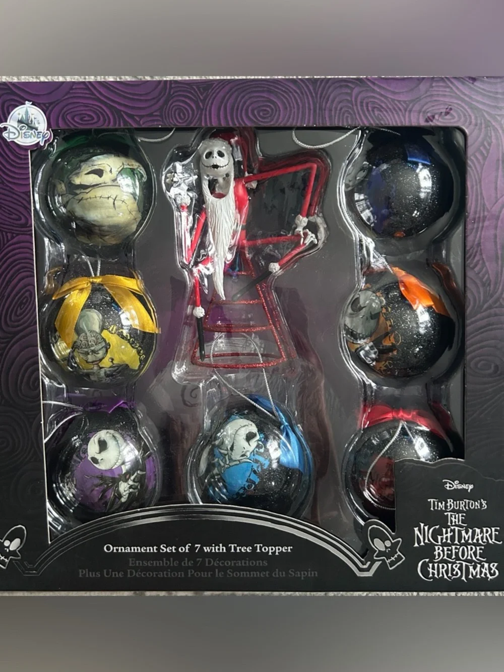 Disney Tim Burton The Nightmare Before Christmas Ornament Set with Tree Topper